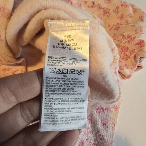 Gap x LoveShackFancy Floral Hoodie Girls MED Pink Cotton Boho Cottagecore - Picture 5 of 9